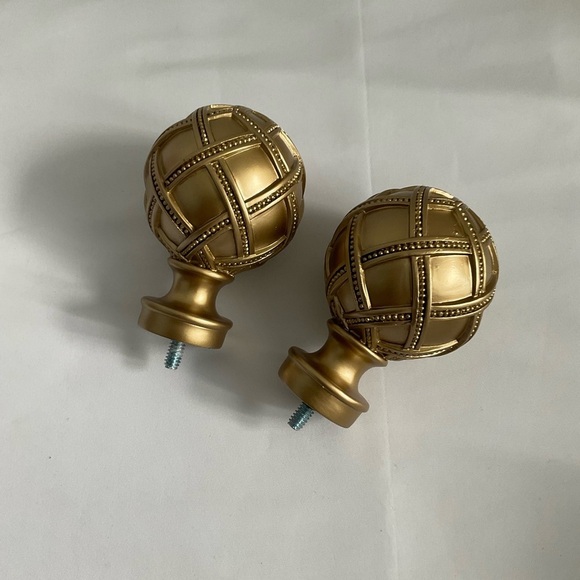 Gold Retro Curtain Rod Finials NWOT - Picture 1 of 4